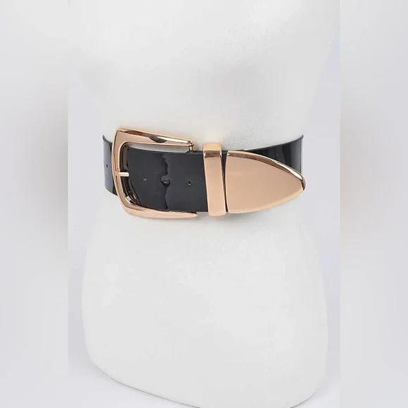 Plus Size Gold Metal Elastic Adjustable Statement Belt - Picture 12 of 12